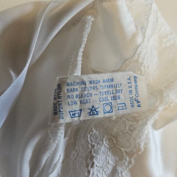 Vintage 60's Vanity Fair Off White Lace Nylon Slip Midi Nightgown Size 36 3633 - Picture 4 of 6